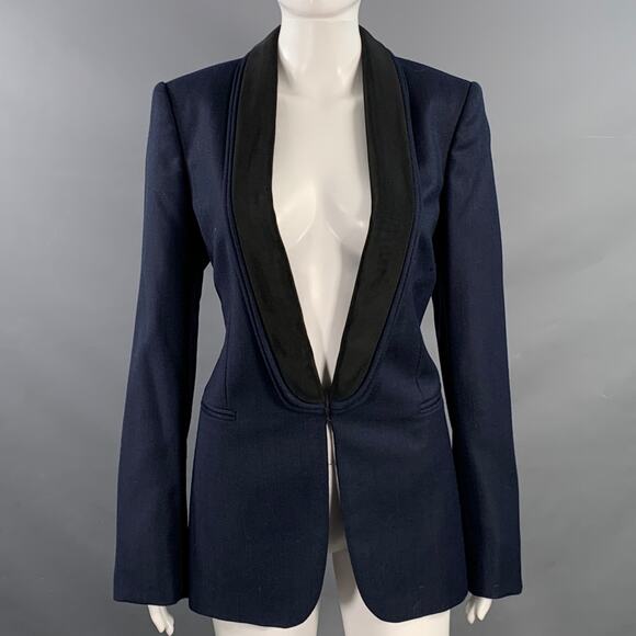 STELLA McCARTNEY Size 8 Navy Black Shawl Collar Jacket Blazer - Picture 1 of 9